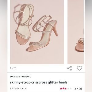 David’s bridal skinny strap crrisscross glitter heels
